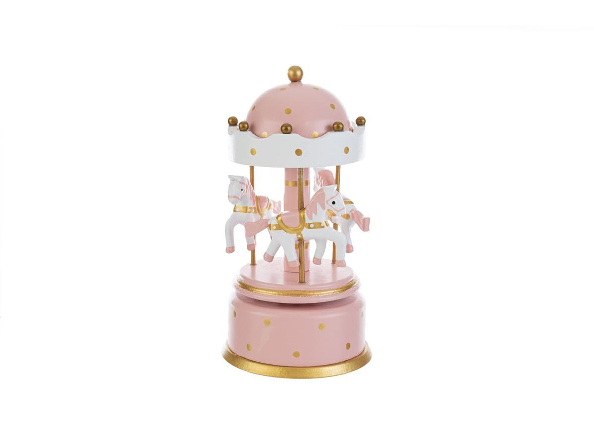Giostrina carillon in legno 10,5x21cm rosa con astuccio abbinato