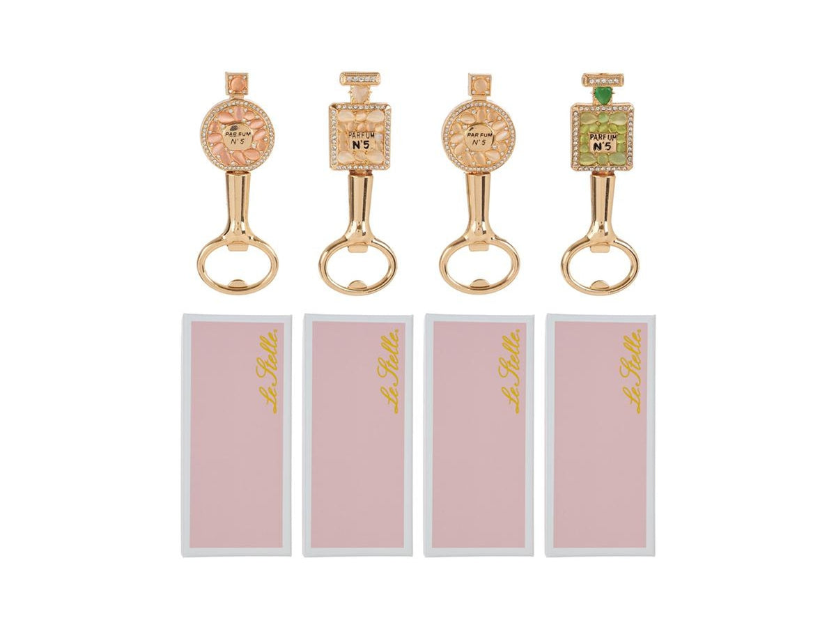 Apribottiglie parfum 3,5x10,5cm con scatola in 4 modelli assortiti