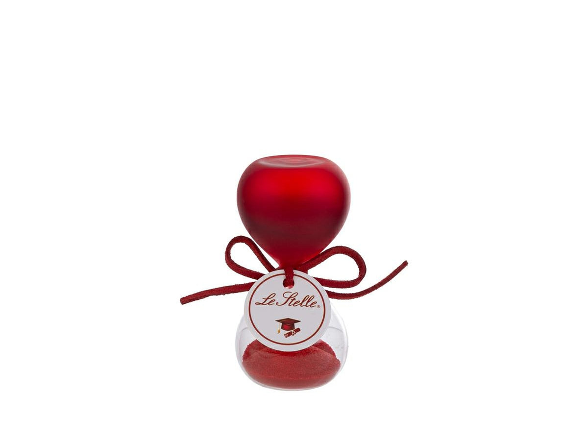 Clessidra in vetro satinato 8cm rosso con scatola