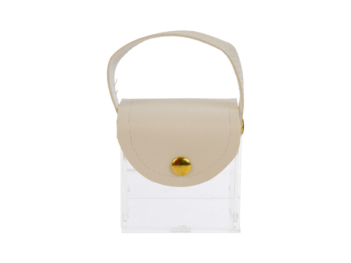 Scatola borsetta in plexiglass 6x5x6cm panna