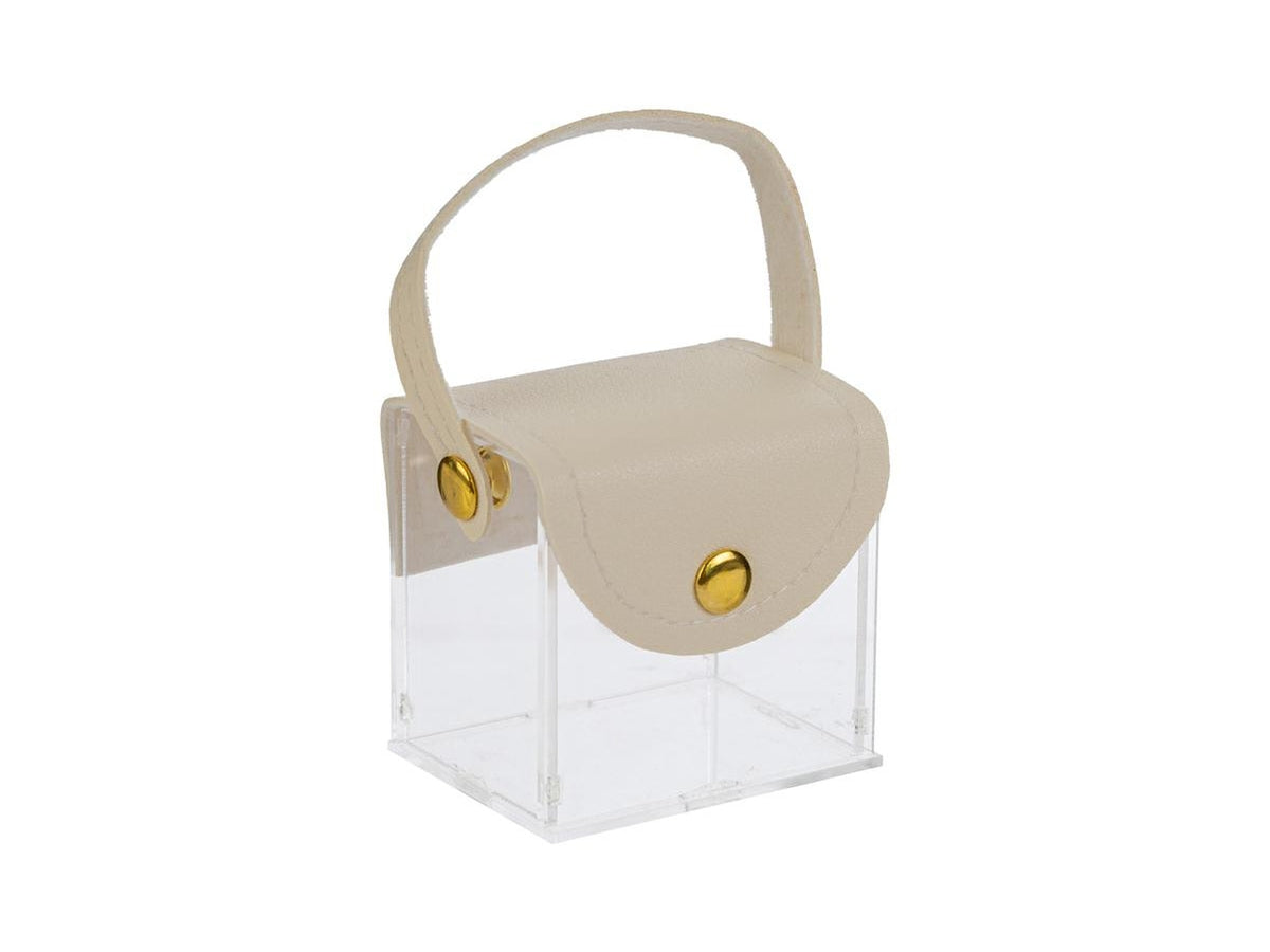 Scatola borsetta in plexiglass 6x5x6cm panna
