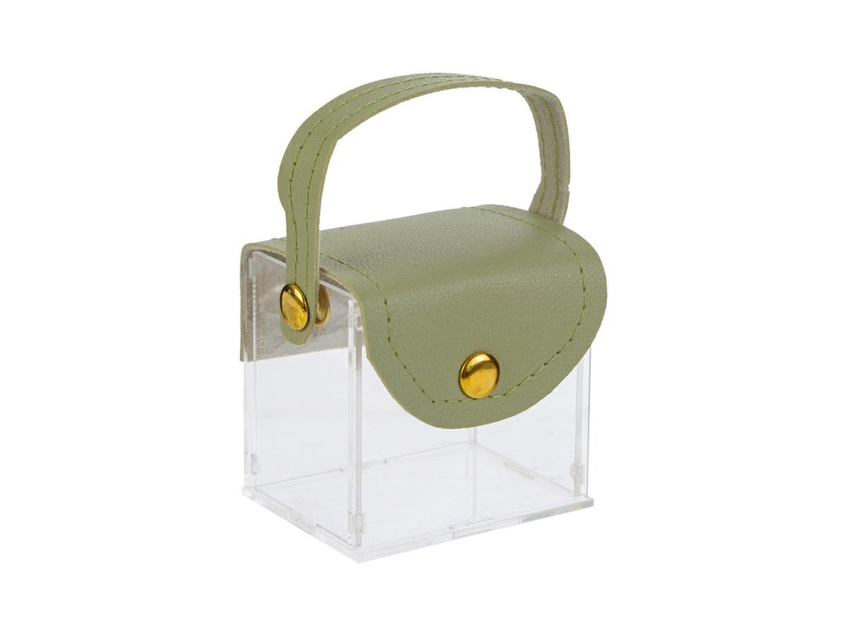 Scatola borsetta in plexiglass 6x5x6cm verde