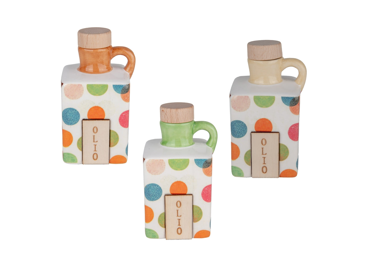 Colore oliera a cubo in porcellana pois 12cm, 3colori assortiti