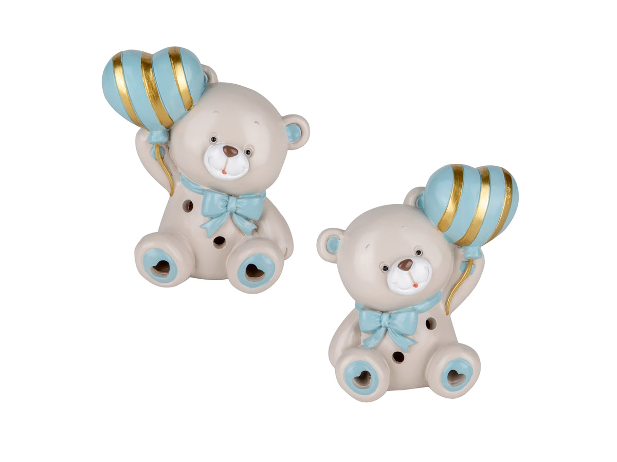 Pupo orso in resina con led 10cm celeste, 2 assortimenti