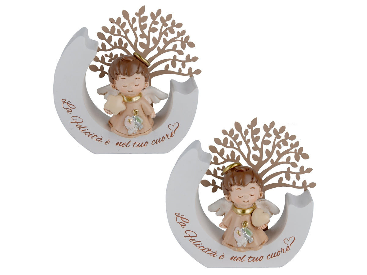 Pop angelo cresima con albero 12xh.11cm 2assortimenti