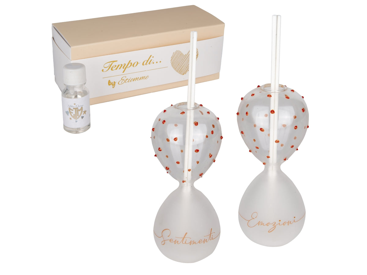 Emotion clessidra diffusore con bacchette e profumo 13cm, 2assortimenti