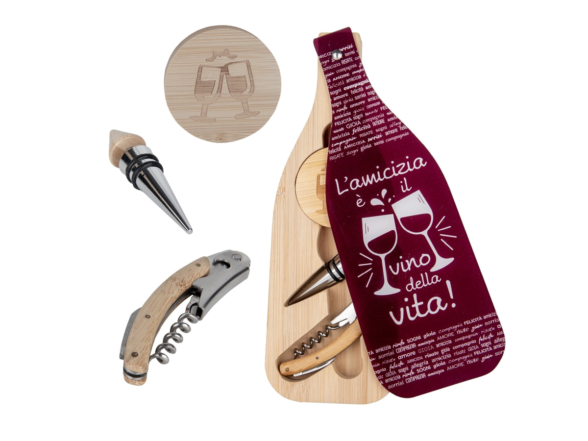 Bordeaux set vino confezione bottiglia con 3pezzi 10x30cm