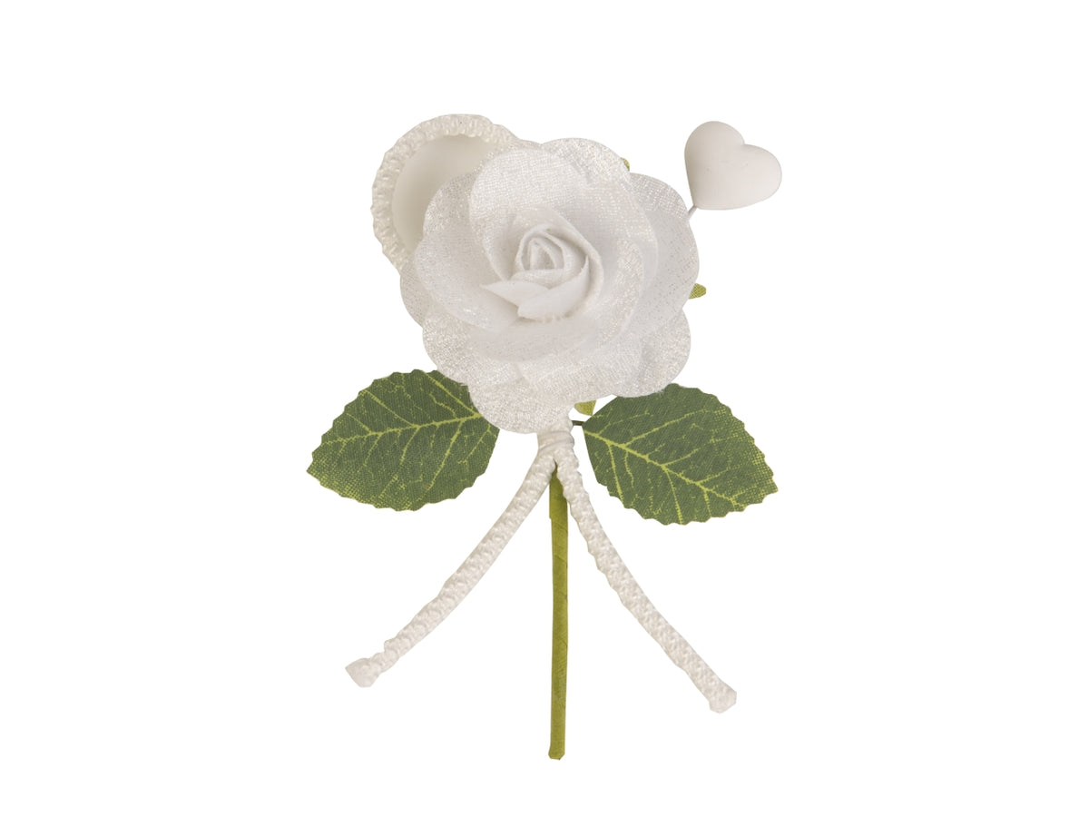 Seta 6 fiori rametto 10cm in confezione da 12 mazzetti bianco