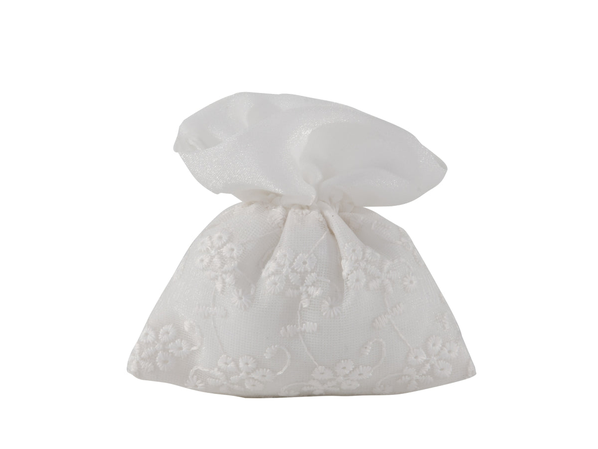 Matilde sacchetto portaconfetti ricamato 10x11cm bianco