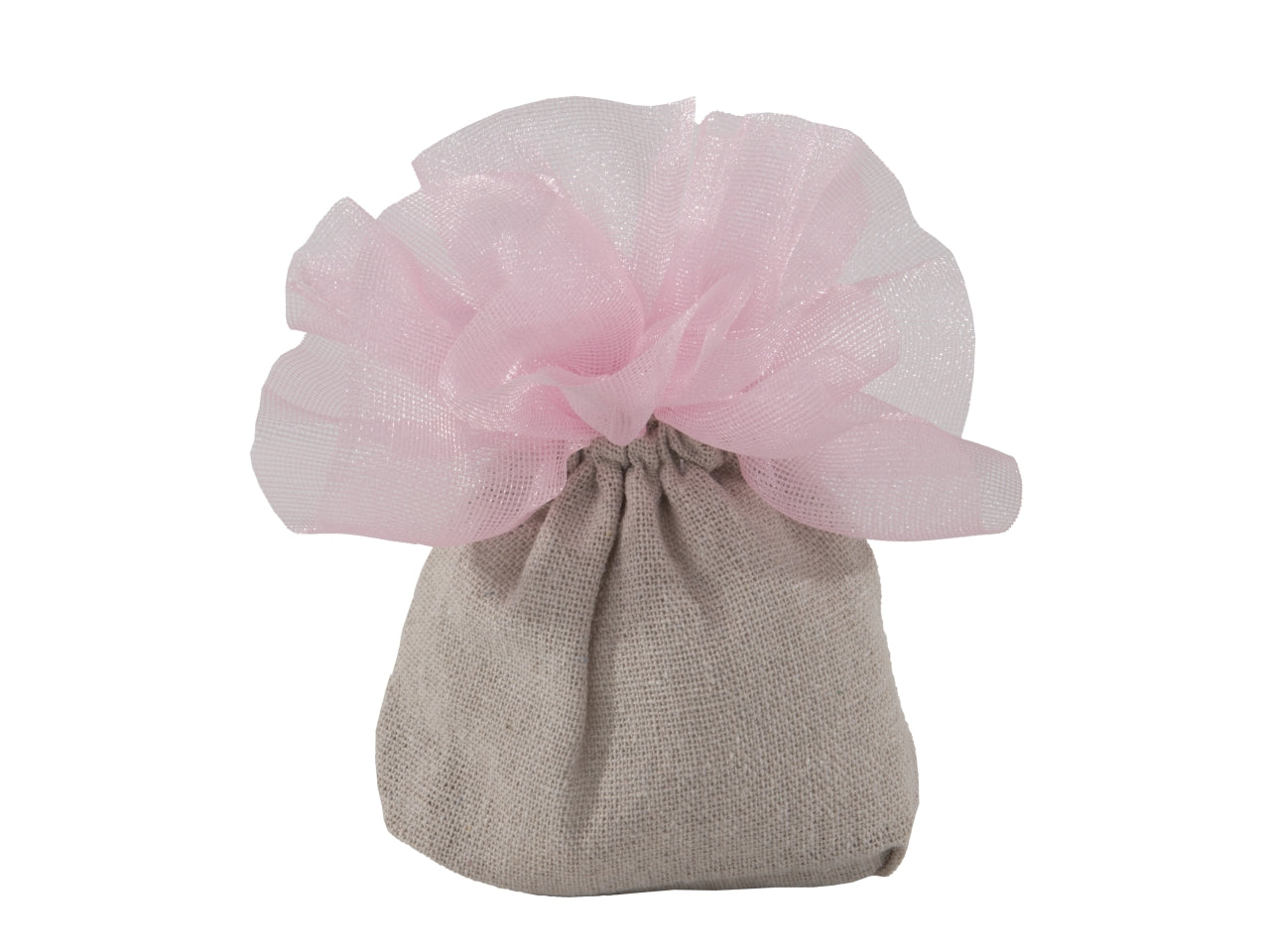 Campagna sacchetto portacontetti in tessuto 10x13cm naturale e rosa