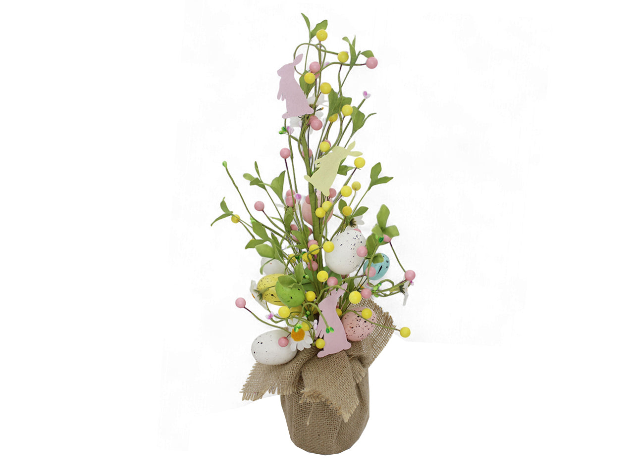 Alberello 51cm con uova e base in juta