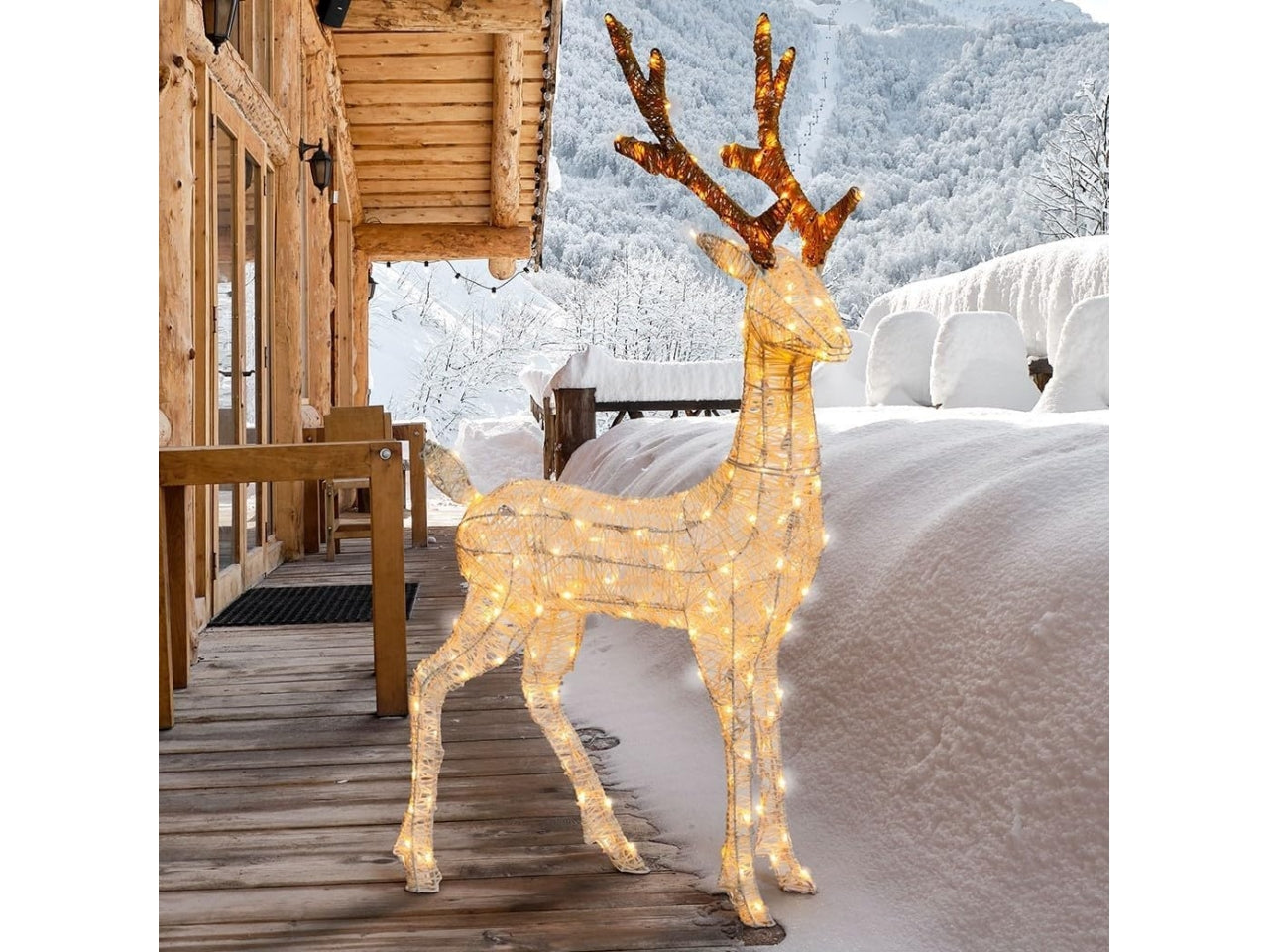 Renna 3D 105cm con 200led bianco, luce fissa per uso interno ed esterno IP44