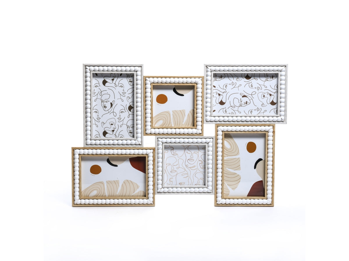 Cornice multipla 4 foto 10x15cm e 2 foto 10x10cm in mdf 31x46cm