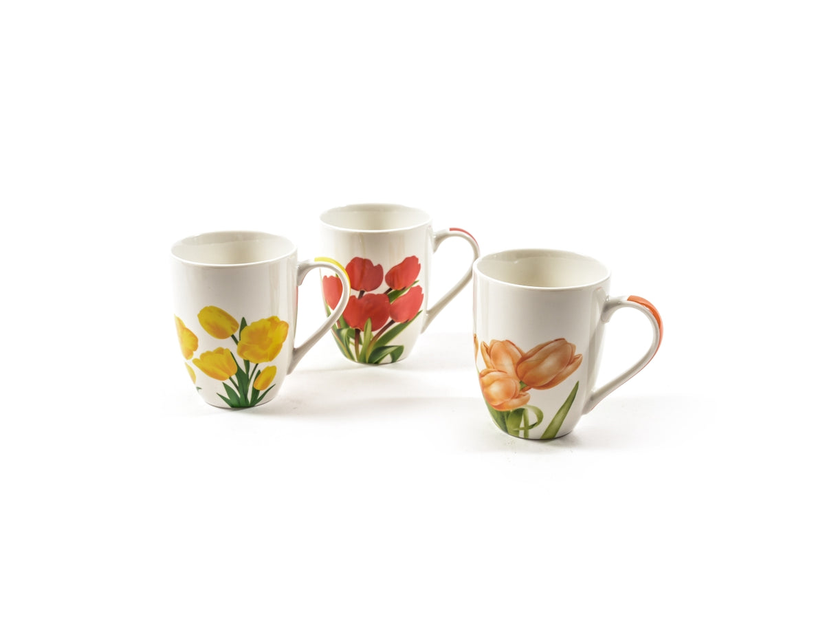 Tazza mug 340ml con tulipani, colori assortiti