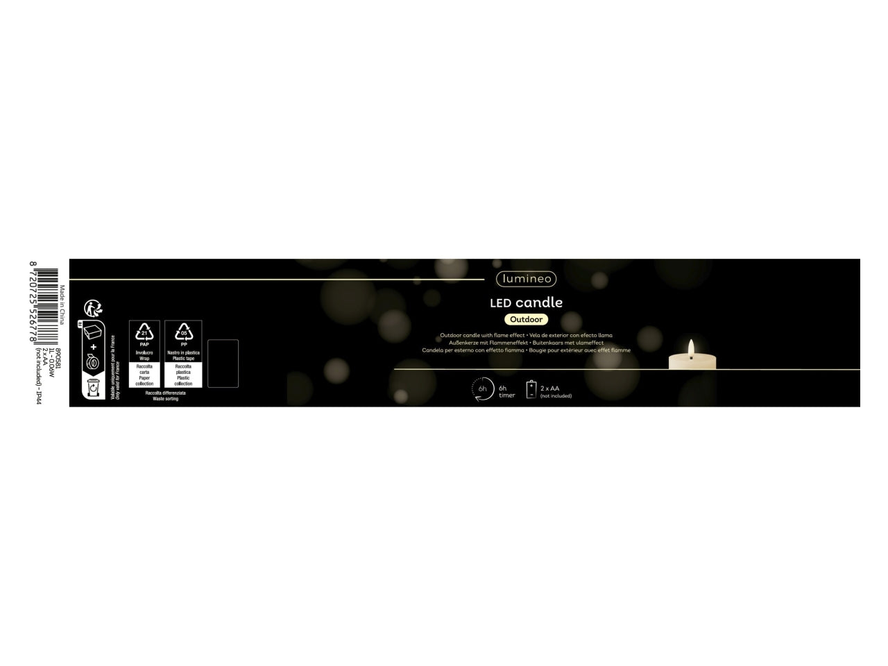 Candela led bianca d.8.5xh.14cm