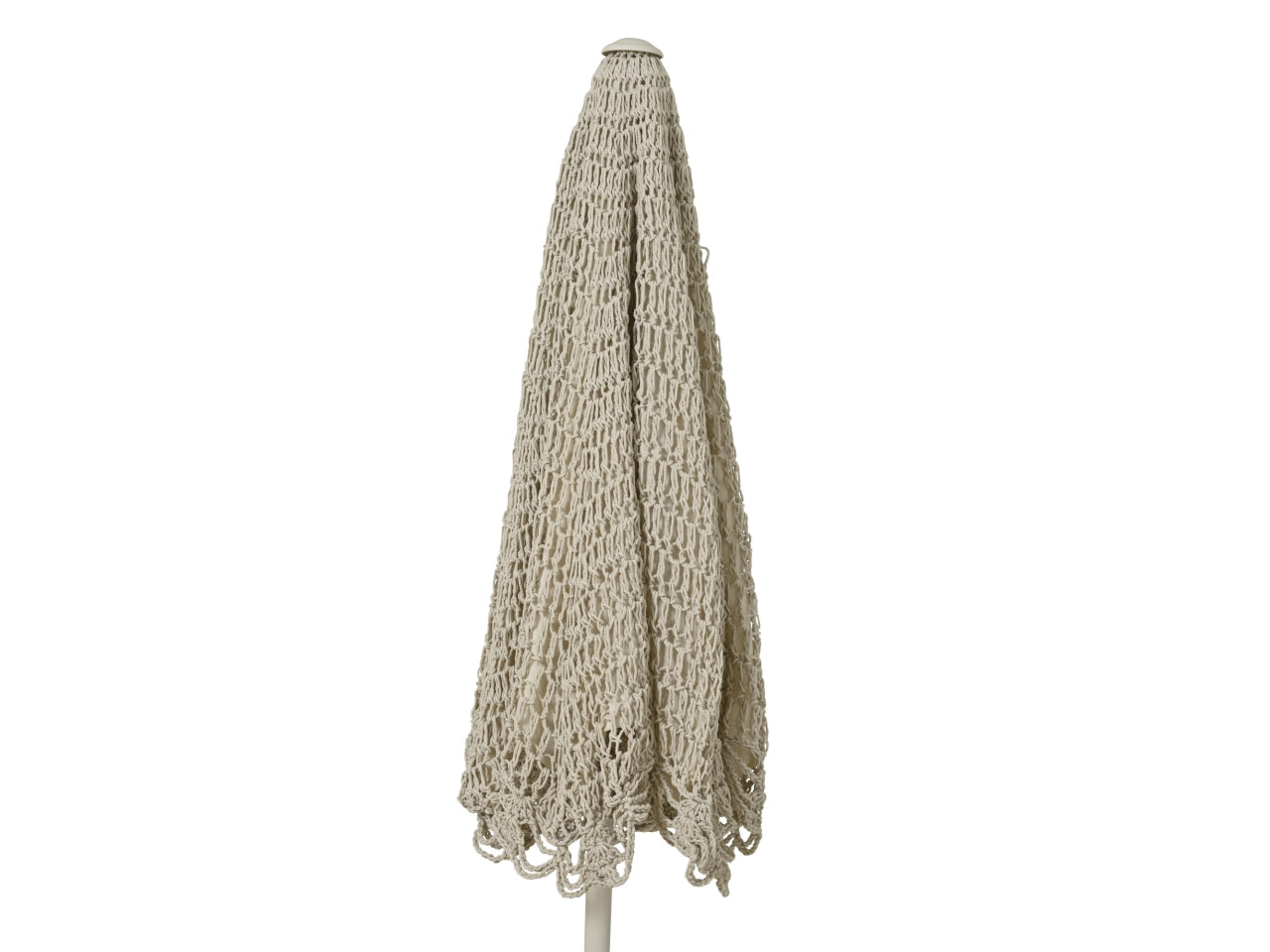 Ombrellone in alluminio con copertura uncinetto bianco d.209xh.220cm