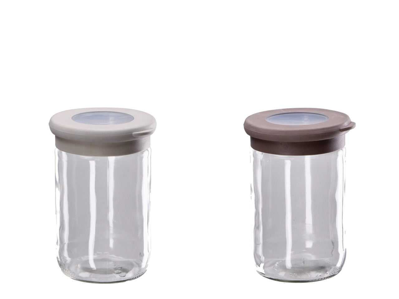 Barattolo in vetro con coperchio 10xh.10cm, 2 colori assortiti