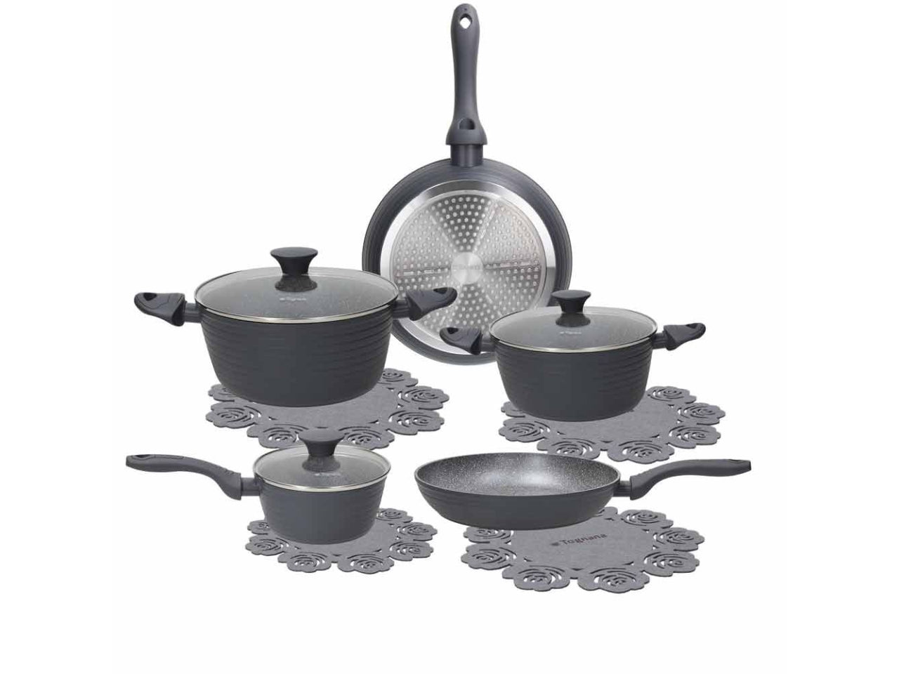 Batteria di pentole e padelle Coock Circle Ardesia da 8 pezzi antiaderente, ideale anche per piani induzzione
