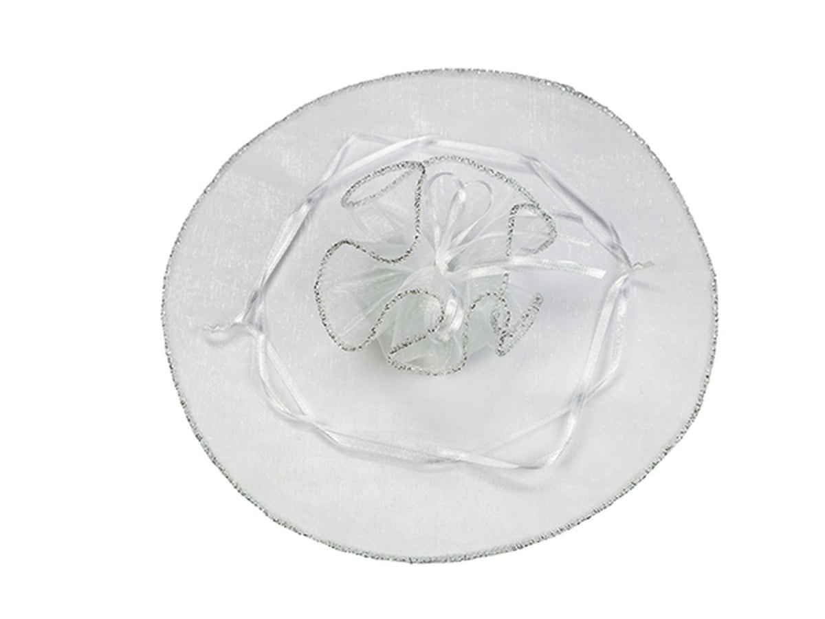 Velo portaconfetti bianco 23cm con tirante argento