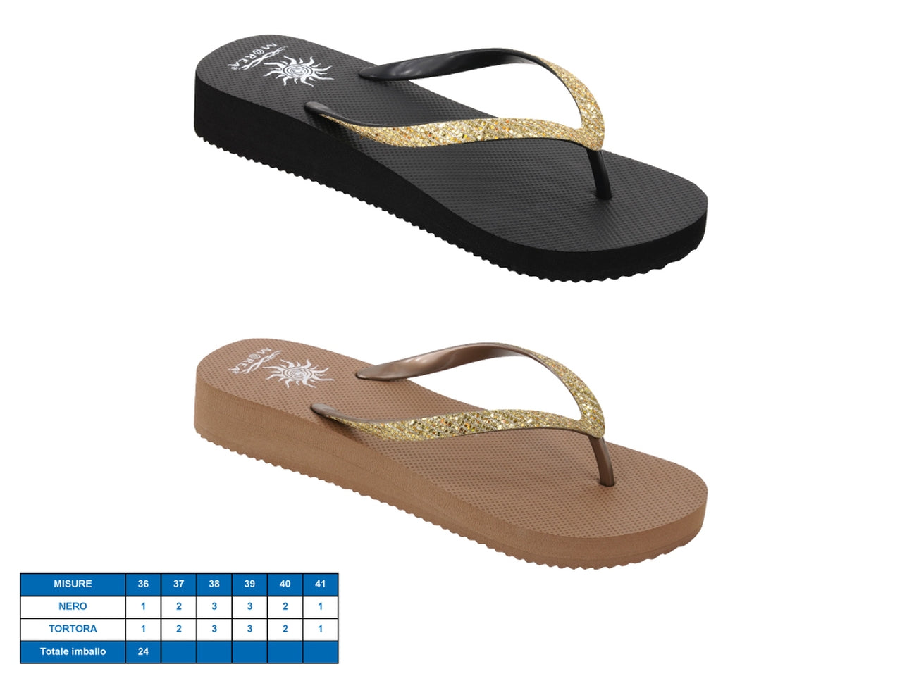 Ciabatta Veradero da donna, tagle dal 36 al 41 in 2 colori assortiti