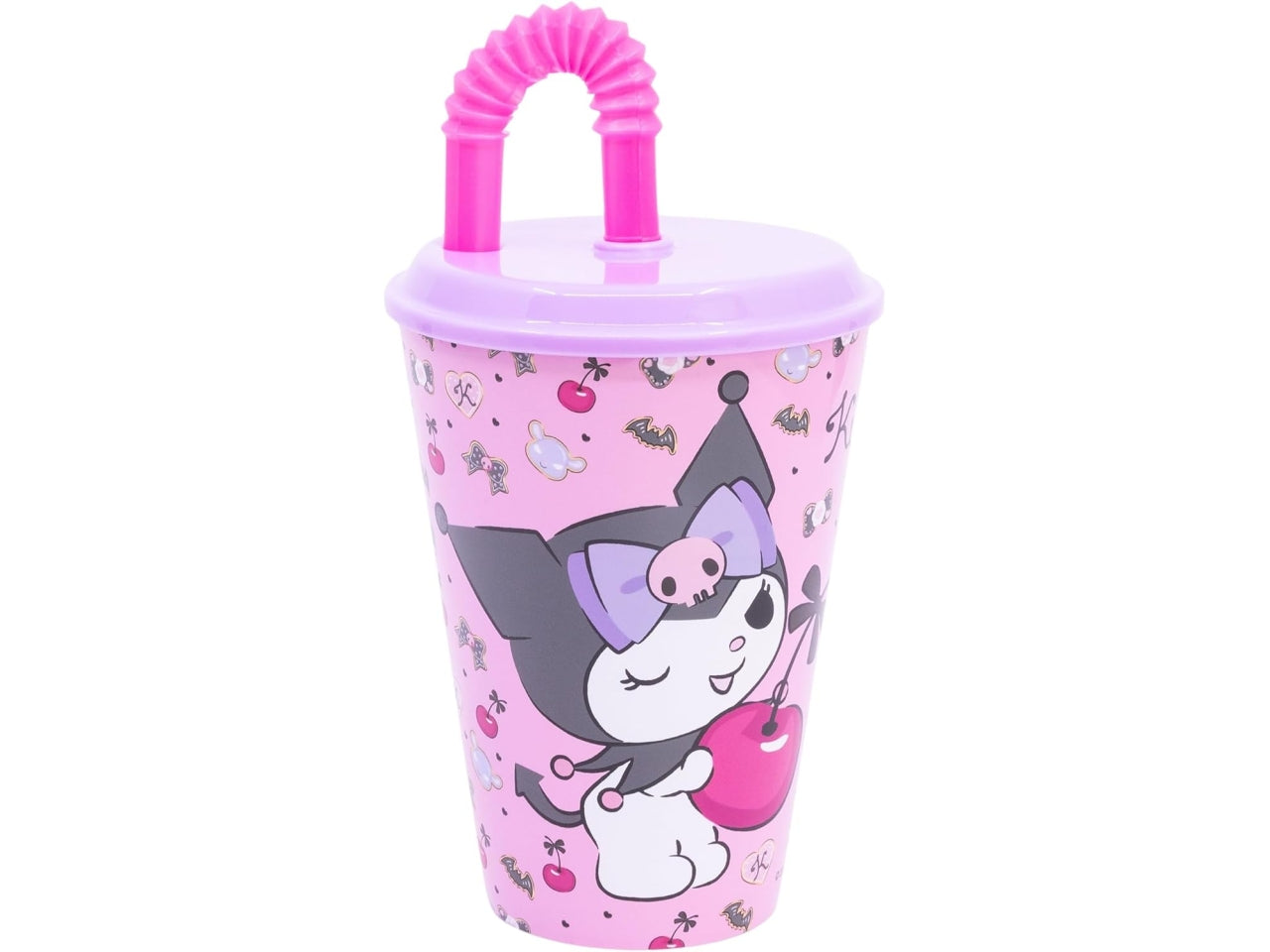 Kuromi bicchiere con cannuccia 430ml