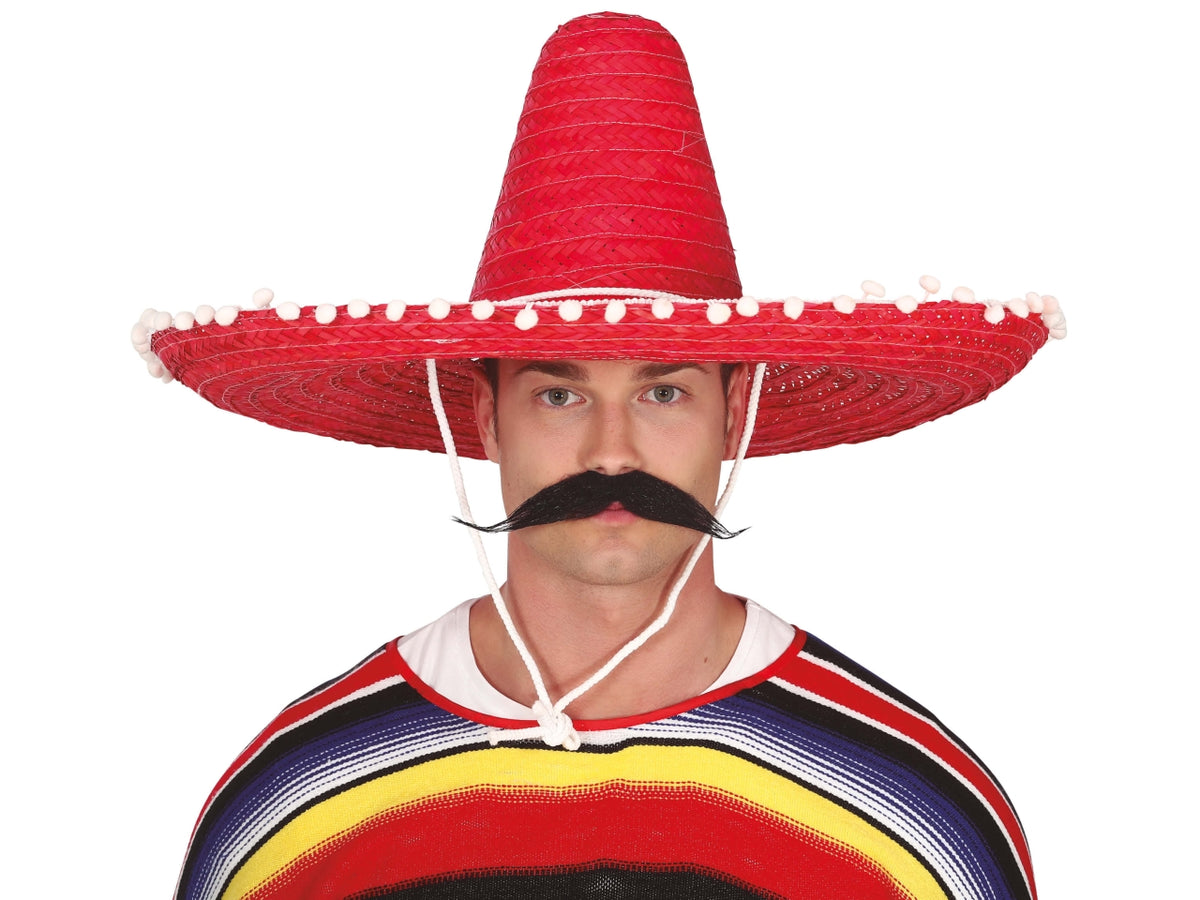 Cappello sombrero in paglia 60cm rosso