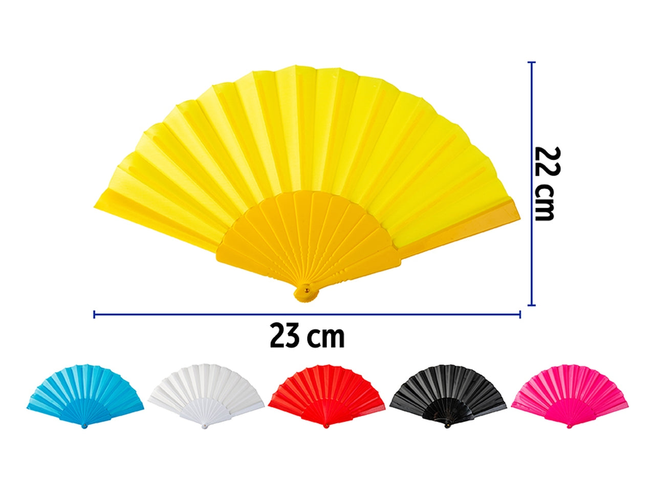 Ventaglio plastica+tessuto 23cm 6 assortiti