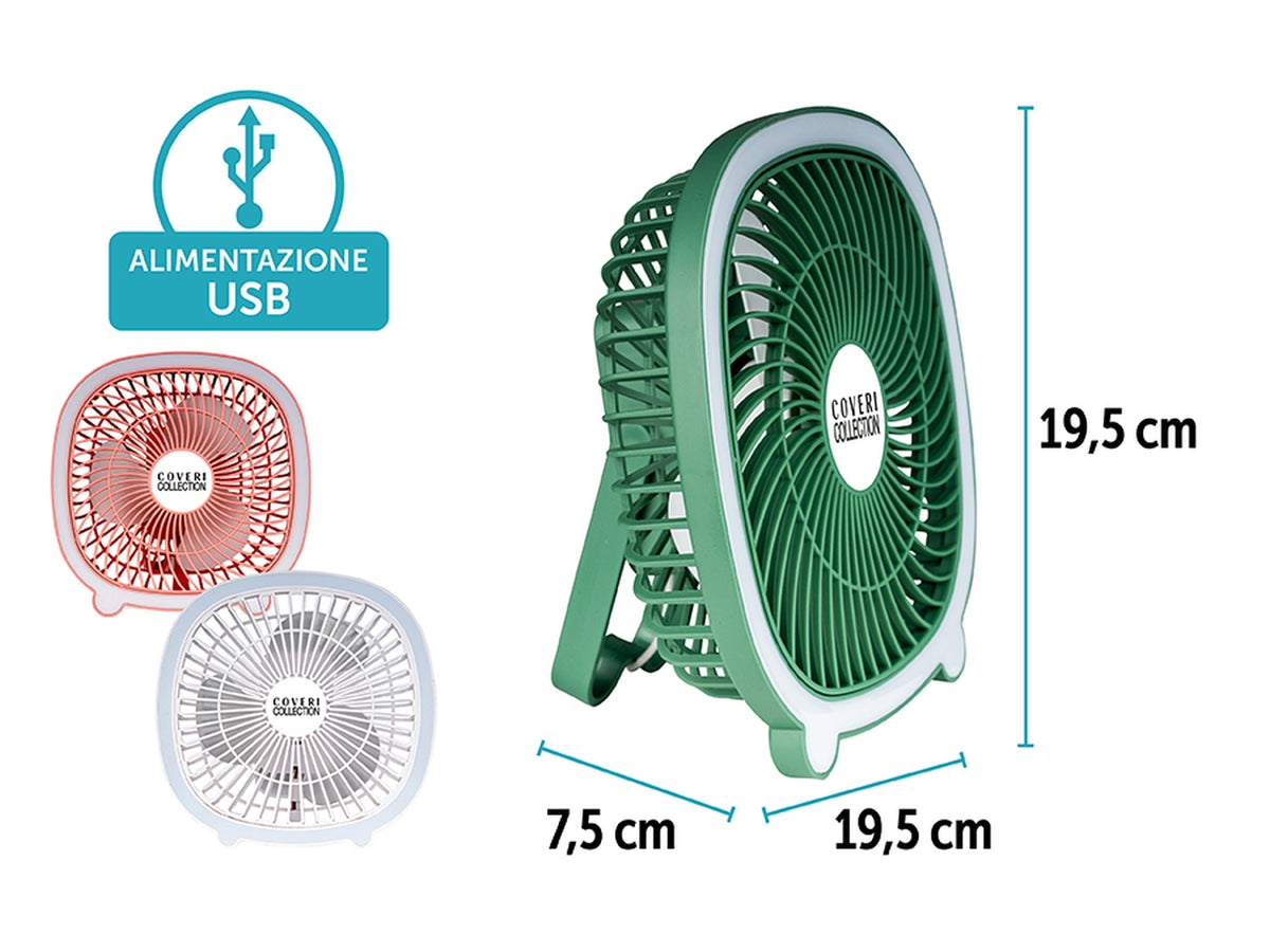 Ventilatore da tavolo con led 19.5x7.5x19.5cm 3 assortiti
