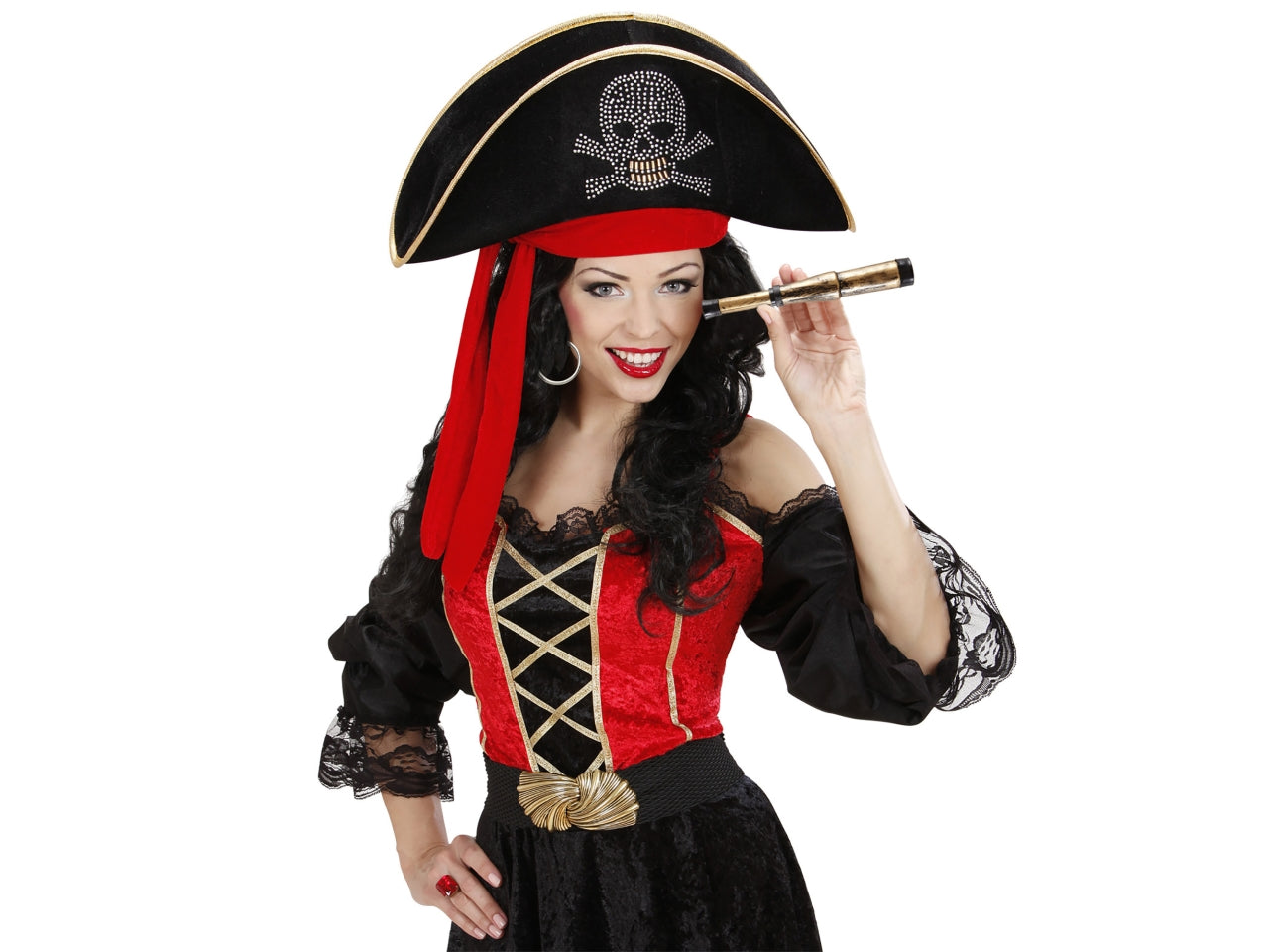Accessori pirata, uncino, bussola, benda per occhio e collana con medaglione