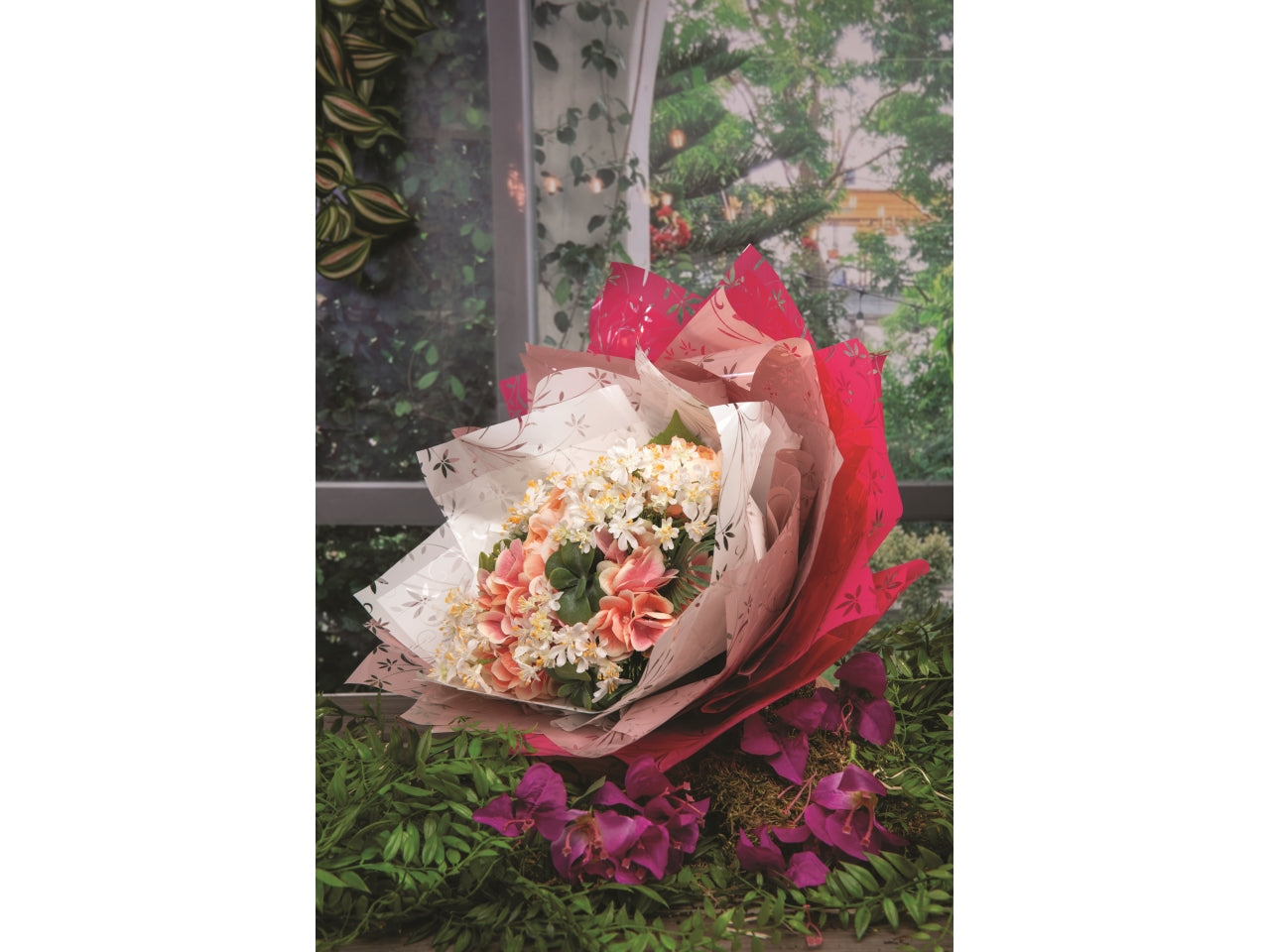 Bobina silhuette fondo pieno e stampa 80cmx40mt azalea