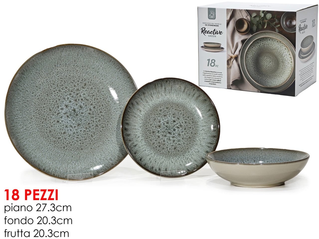 Servizio di piatti da 18 pezzi reactive verde