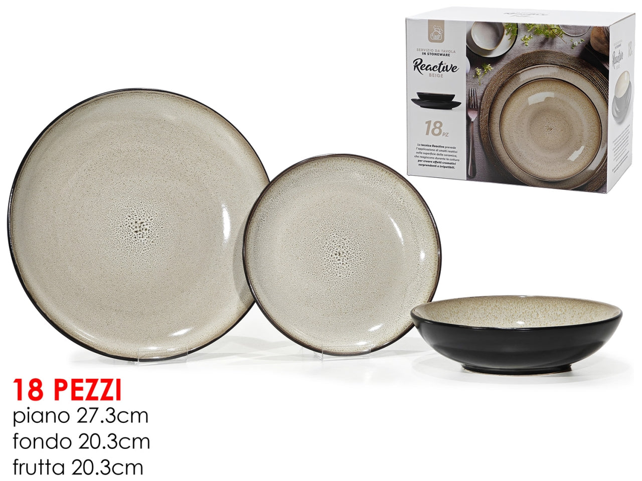 Servizio di piatti da 18 pezzi reactive beige