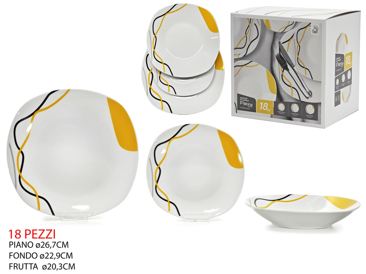Servizio di piatti da 18 pezzi Flexy yellow