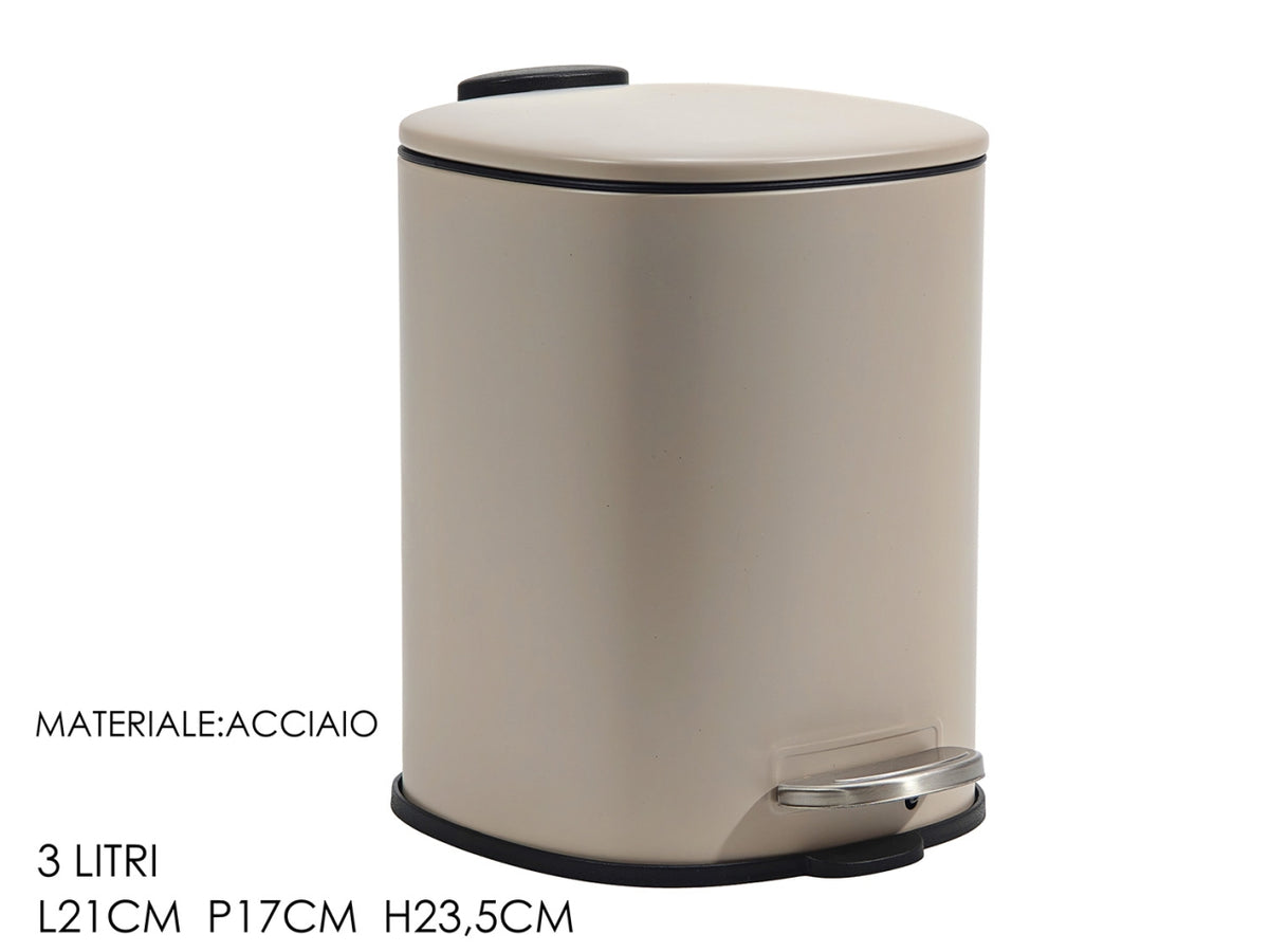 Pattumiera con pedale da 3lt 21x17xh.23,5cm tortora
