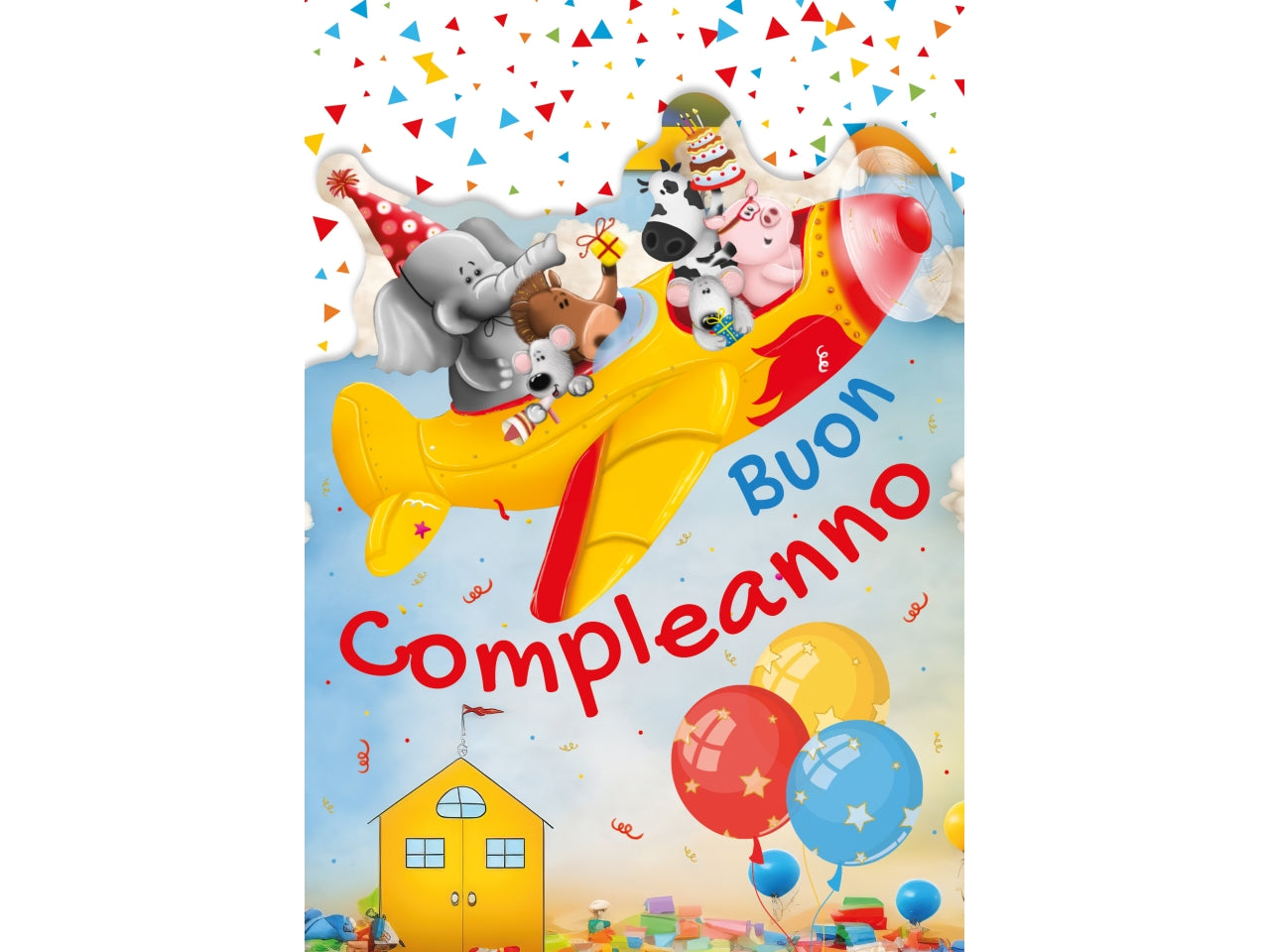 Biglietto buon compleanno bimbi con rotella 1-9 anniaereo