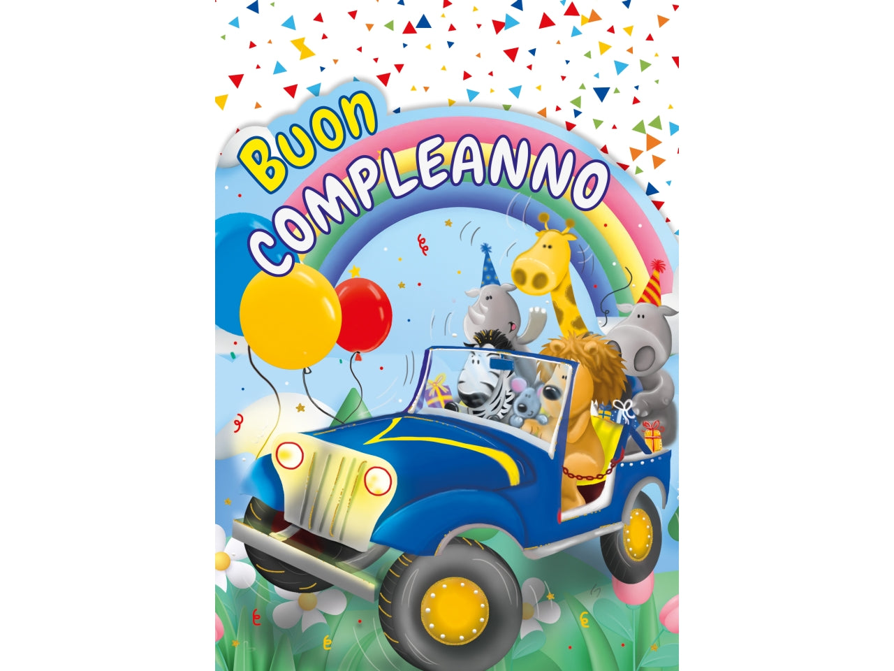 Biglietto buon compleanno bimbi con rotella 1-9 anni jeep