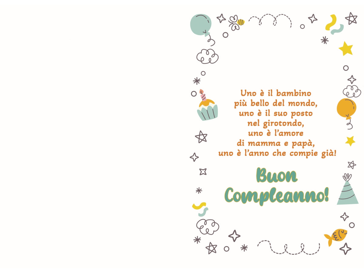 Biglietto buon compleanno 1° anno draghetto