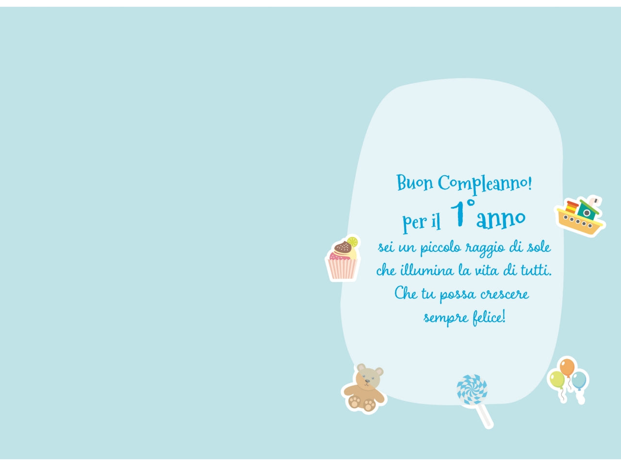 Biglietto buon compleanno 1° anno azzurro