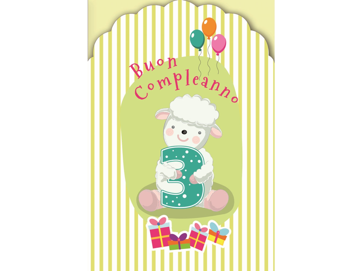 Biglietto buon compleanno 3° anno
