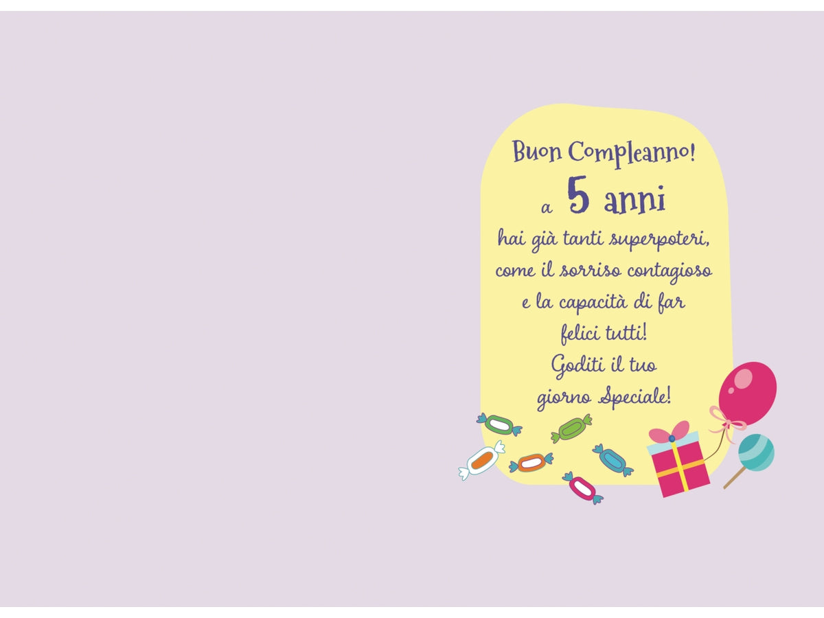 Biglietto buon compleanno 5° anno