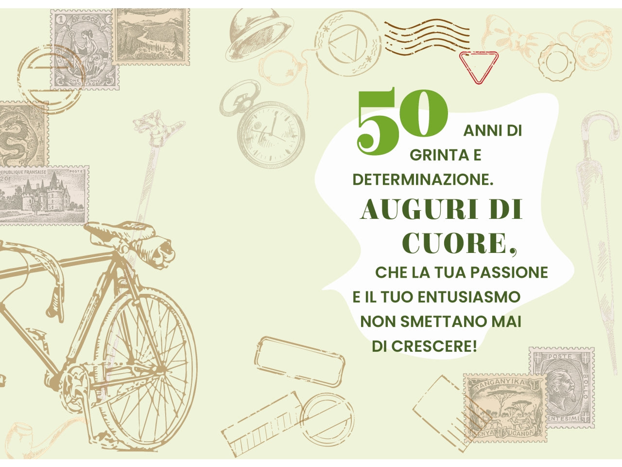 Biglietto buon compleanno 50 anni verde