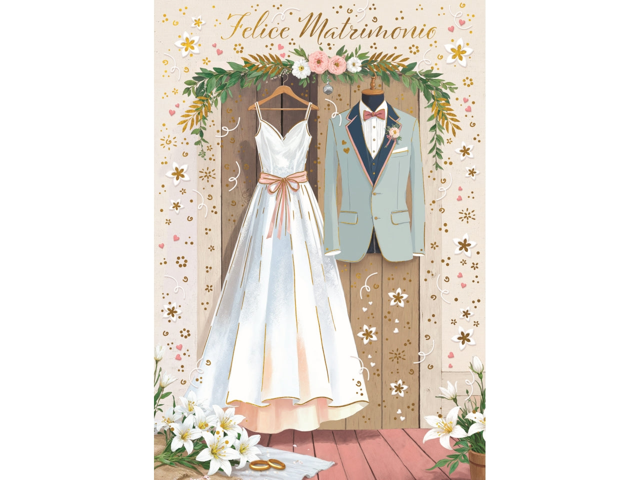 Biglietto felice matrimonio abiti