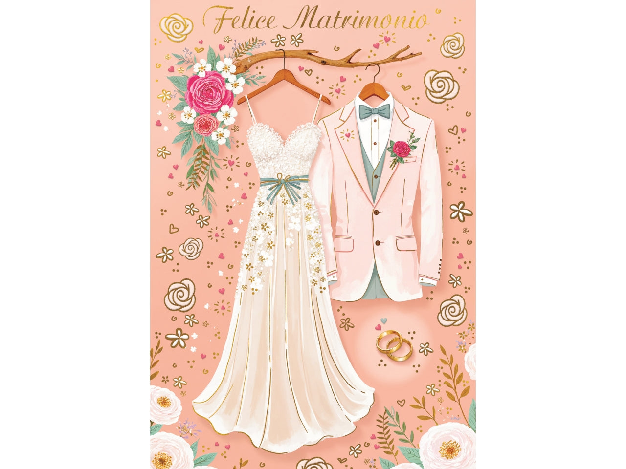 Biglietto felice matrimonio abiti