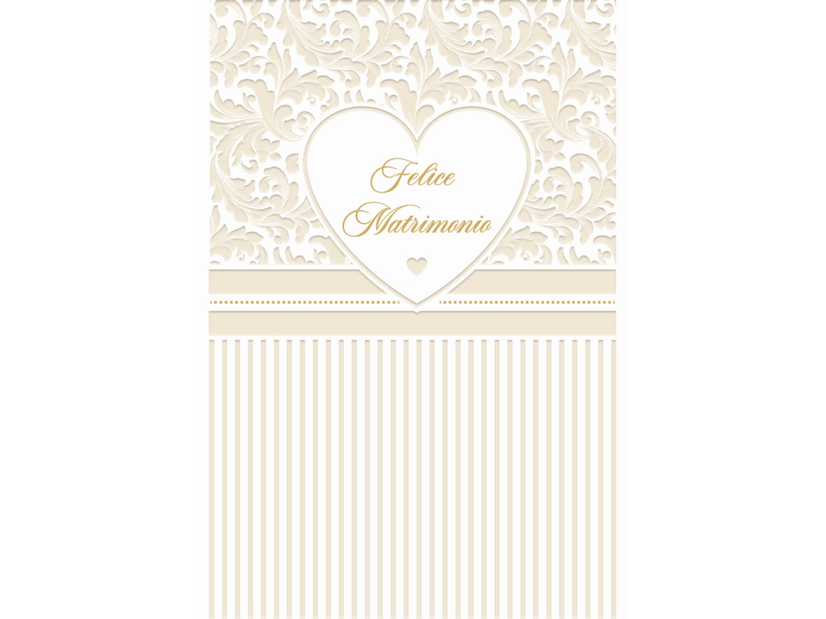Biglietto felice matrimonio oro e perla