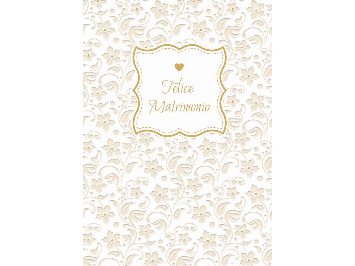 Biglietto felice matrimonio oro e perla