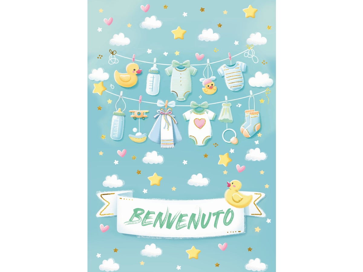 Biglietto lieto evento benvenuto