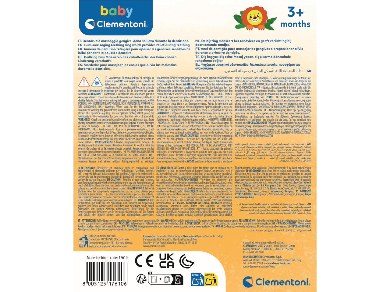 Baby Clementon Refrigerated Lion Teether