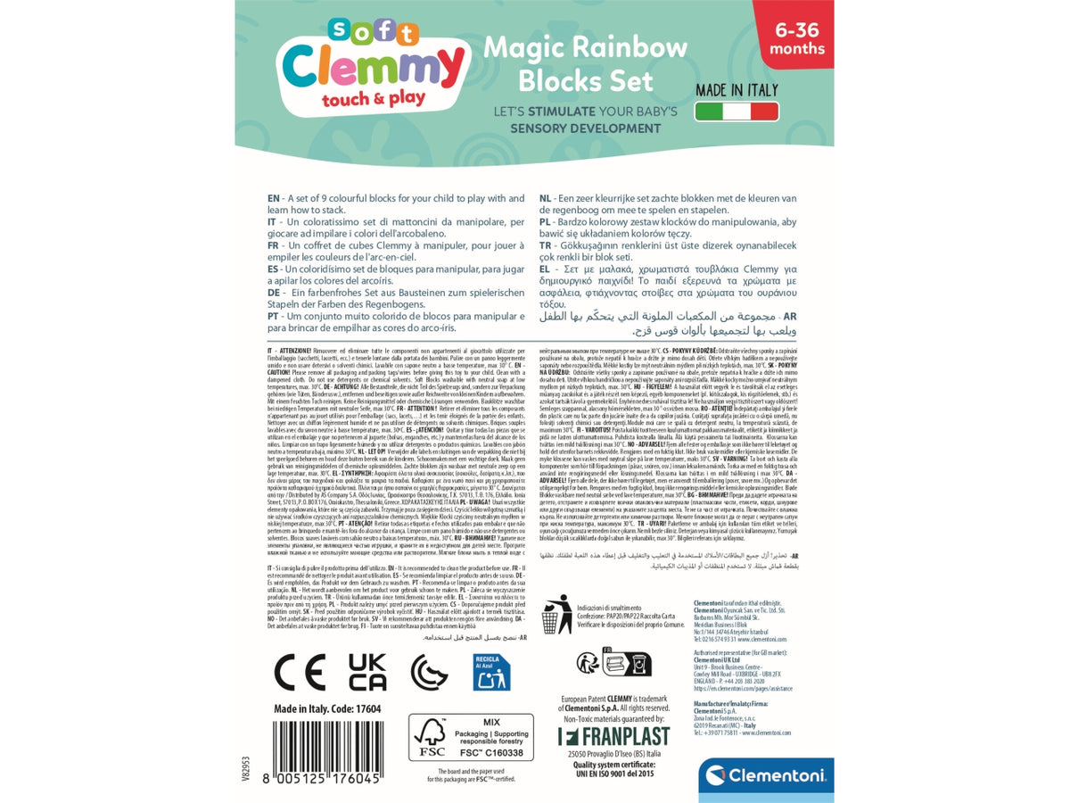 Baby Clementoni Clemmy Rainbow 9 Block Set