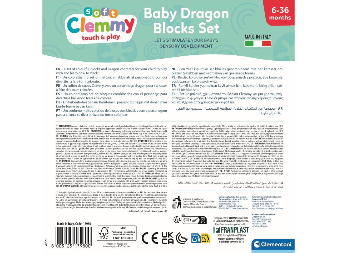 Baby Clementoni Clemmy Dragon 10 Block Set