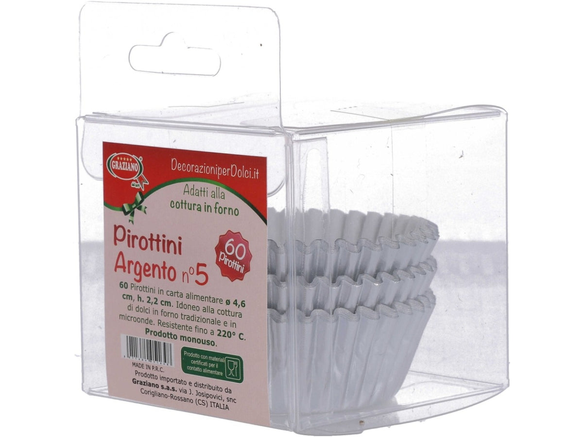Pirottini monocolore argento n.7 set da 50 pirottini